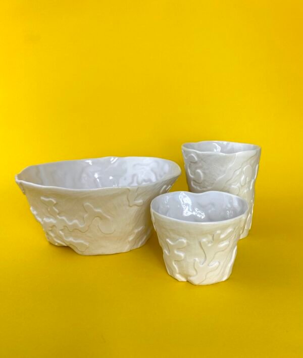 Ensemble bol, tasse et mug porcelaine blanc