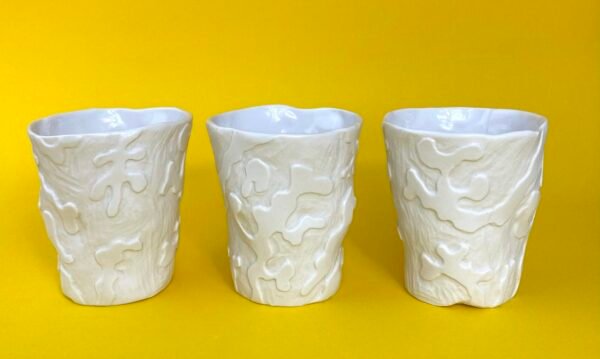 Trio tasses porcelaine blanche